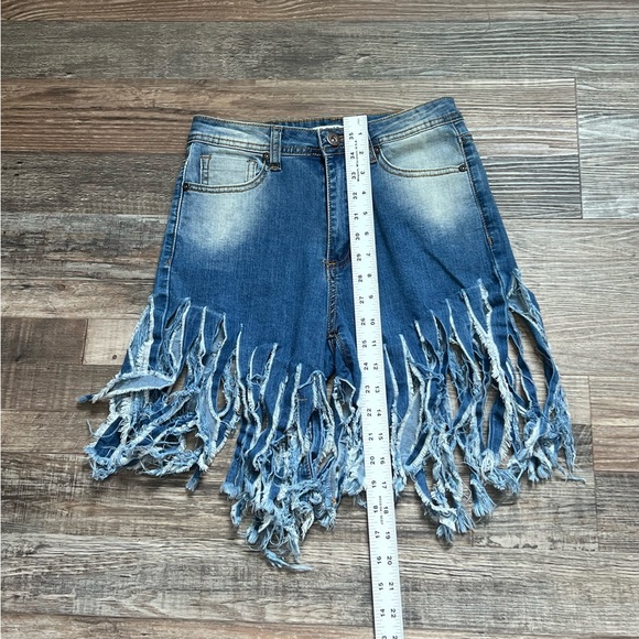 JC& JQ Jeans High Waisted Jean Shirts w/ Fringes/ Color: Blue/ Size: Small - Picture 4 of 4